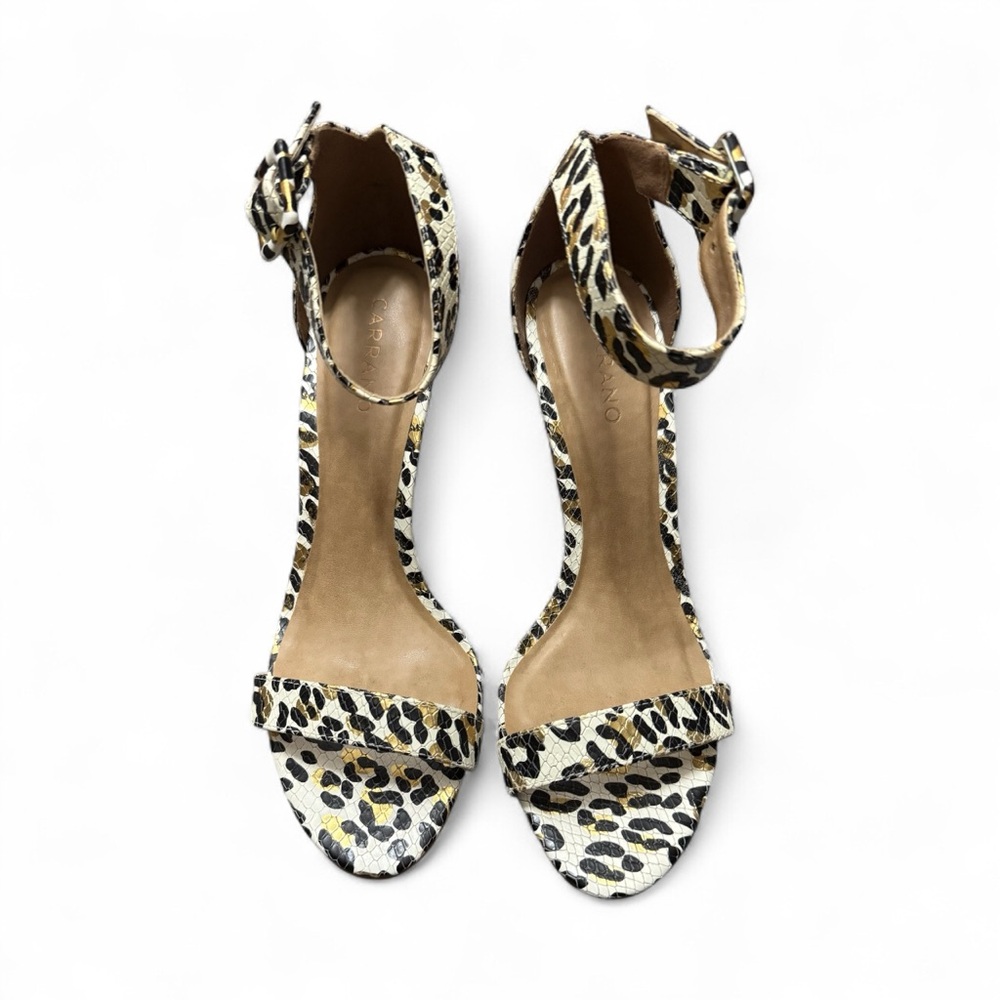 Leopard Print Ankle Strap Heels. Size 10